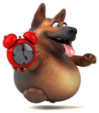 komik çizgi film karakteri ile saat - 3d çizim