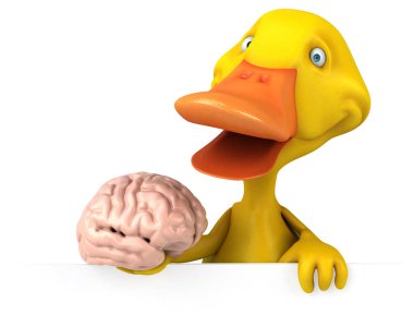 Komik çizgi film karakteri ile beyin - 3d çizim