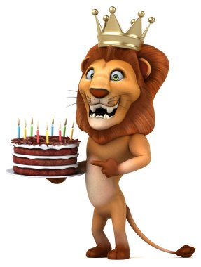 Eğlenceli çizgi film karakteri ile kek - 3d çizim