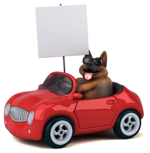 Schäferhund Auf Auto Illustration — Stockfoto