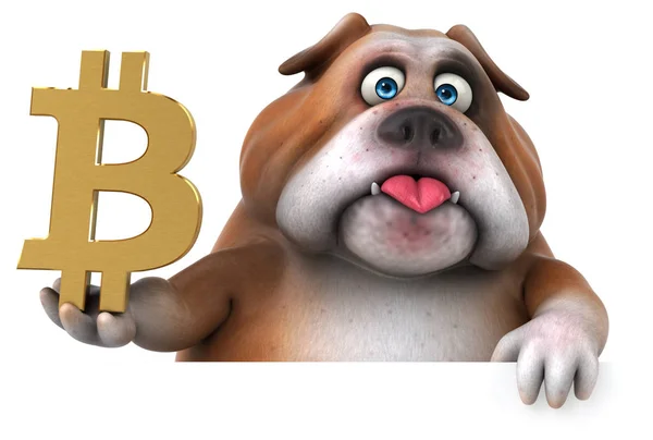 Rolig Tecknad Karaktär Med Bitcoin Illustration — Stockfoto