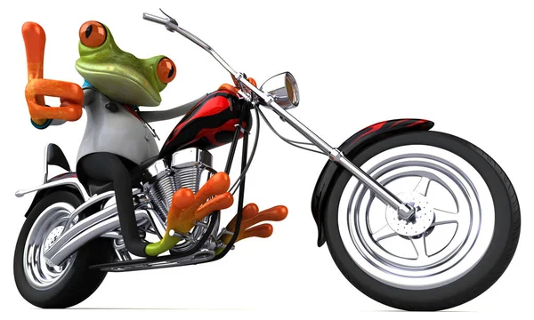 Szórakoztató Rajzfilmfigura Motorkerékpár Illusztráció — Stock Fotó