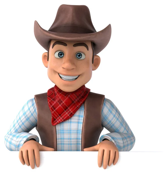 Personagem Desenho Animado Cowboy Divertido Ilustração — Fotografia de Stock