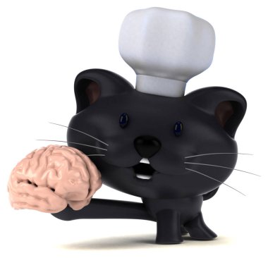 Komik çizgi film karakteri ile beyin - 3d çizim