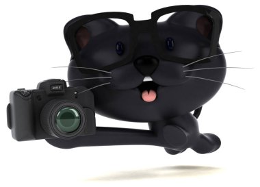 Komik karikatür karakter ile kamera - 3d çizim