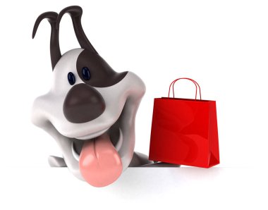 Komik çizgi film karakteri ile çanta - 3d çizim