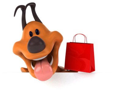 Komik çizgi film karakteri ile çanta - 3d çizim