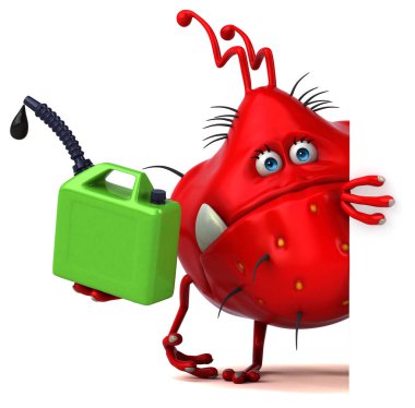 Komik çizgi film karakteri ile petrol - 3d çizim