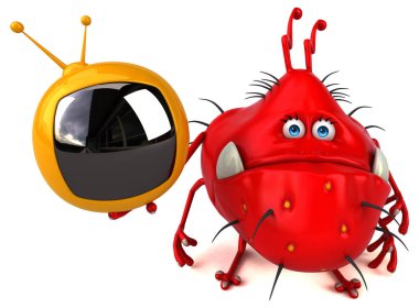 Komik çizgi film karakteri ile tv - 3d çizim