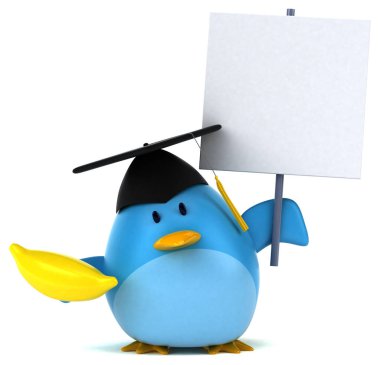 Komik karikatür karakter ile muz - 3d çizim