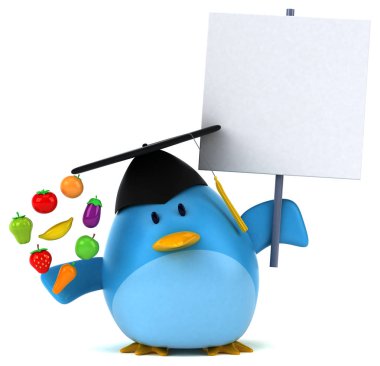 Meyve ile Komik çizgi film karakteri - 3d İllüstrasyon