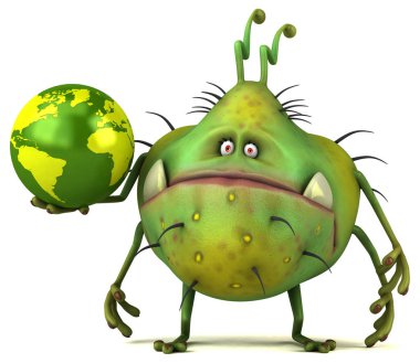 Komik karikatür karakter olan gezegen - 3d çizim