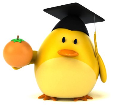 Komik çizgi film karakteri turuncu - 3d çizim ile