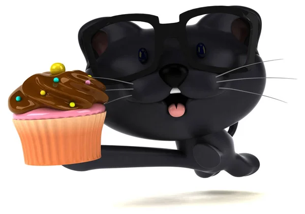 Personagem Desenho Animado Engraçado Com Cupcake Ilustração — Fotografia de Stock