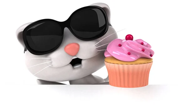 Personagem Desenho Animado Engraçado Com Cupcake Ilustração — Fotografia de Stock