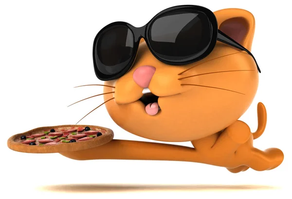 Смешной Персонаж Мультфильма Пиццей Иллюстрация — стоковое фото