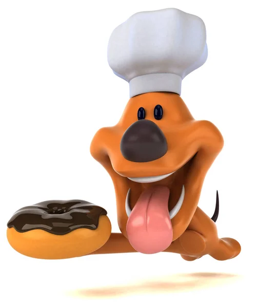 Смішний Мультяшний Персонаж Пончиком Ілюстрація — стокове фото
