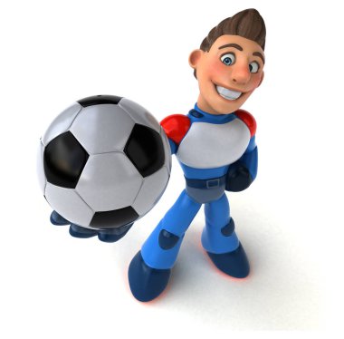 Komik çizgi film karakteri ile topu - 3d çizim