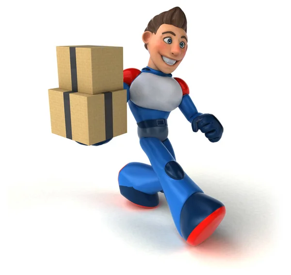 Funny Cartoon Character Boxes Illustration — Stock Photo, Image