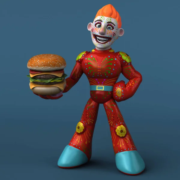 Αστείο Καρτούν Χαρακτήρα Burger Απεικόνιση — Φωτογραφία Αρχείου