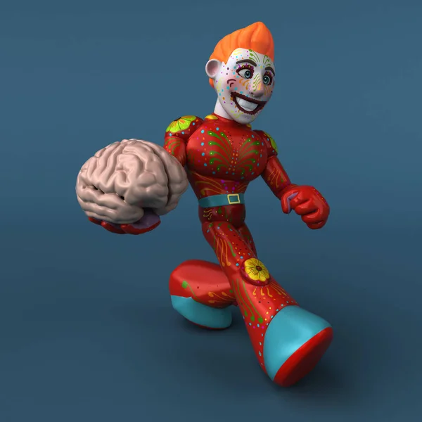 Funny Cartoon Character Brain Illustration — Stock Photo, Image