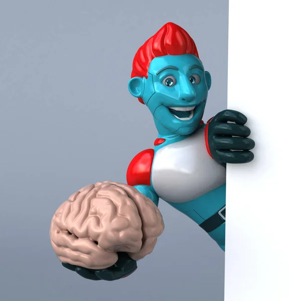 Divertido Personaje Dibujos Animados Con Cerebro Ilustración —  Fotos de Stock