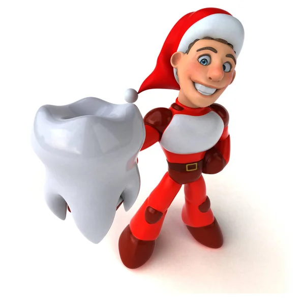 Diversão Super Papai Noel Com Dente Ilustração — Fotografia de Stock