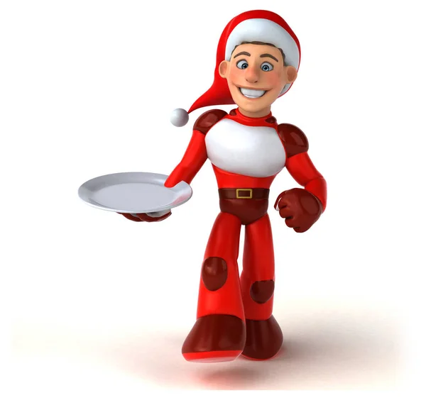 Kul Super Santa Claus Med Plåt Illustration — Stockfoto
