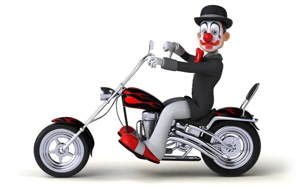 Leuke Clown Motorfiets Illustratie — Stockfoto
