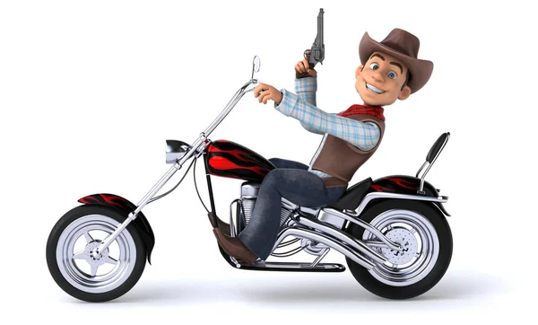 Fun Cowboy Motorcycle Illustration — 스톡 사진