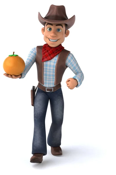 Spaß Cartoon Figur Auf Orange Illustration — Stockfoto