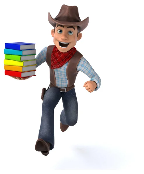 Spaß Cartoon Figur Mit Büchern Illustration — Stockfoto