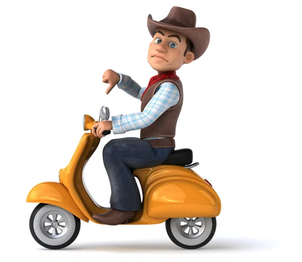 楽しい漫画のキャラクタースクーター 3Dイラスト — ストック写真