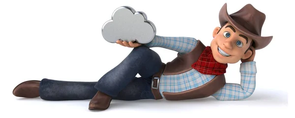 雲の上の楽しい漫画のキャラクター 3Dイラスト — ストック写真