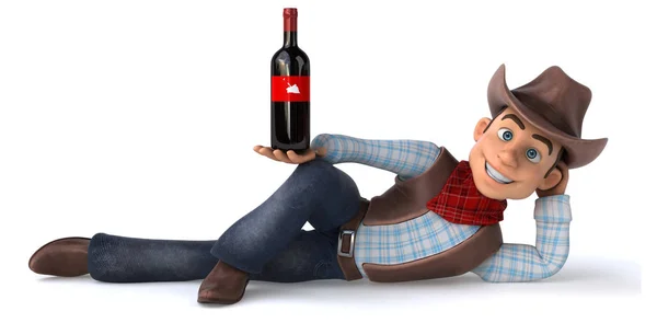 Lustige Cartoon Figur Mit Wein Illustration — Stockfoto