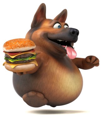 Hamburger - 3d çizim ile eğlenceli çizgi film karakteri