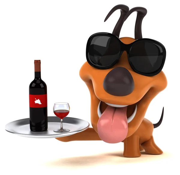 Personagem Desenho Animado Divertido Com Vinho Ilustração — Fotografia de Stock