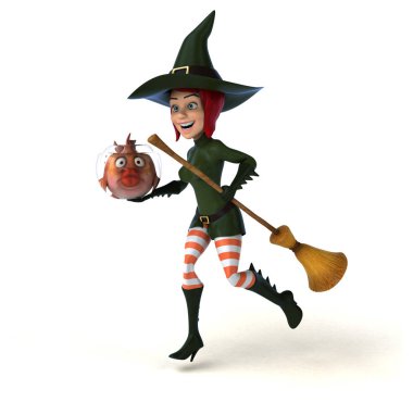 Balıklı seksi cadı - 3D Görüntü