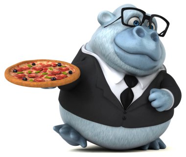 Pizza - 3d çizim ile eğlenceli çizgi film karakteri