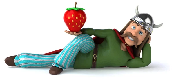 イチゴの イラストが楽しい漫画のキャラクター — ストック写真