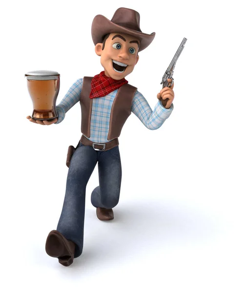 Spaß Cartoon Figur Mit Bier Illustration — Stockfoto