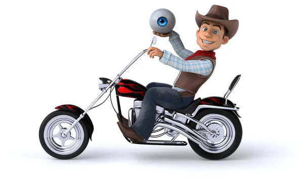 Rolig Tecknad Figur Motorcykel Illustration — Stockfoto