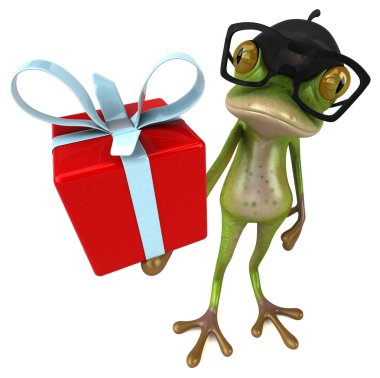 Eğlenceli çizgi film karakteri ile hediye - 3d çizim