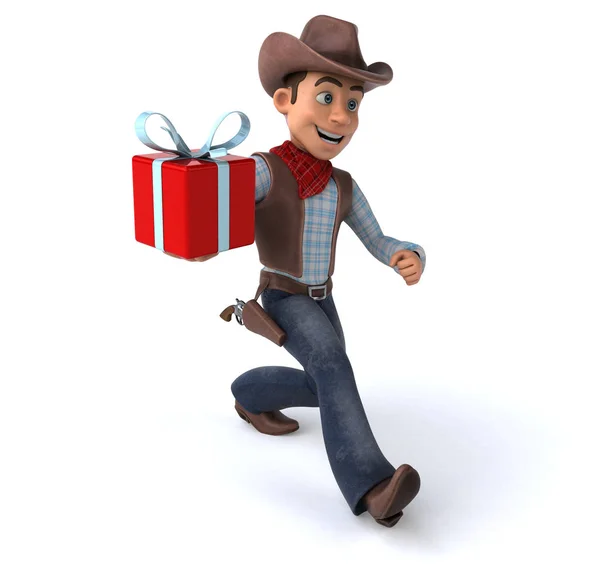 Spaß Cartoon Figur Mit Geschenk Illustration — Stockfoto