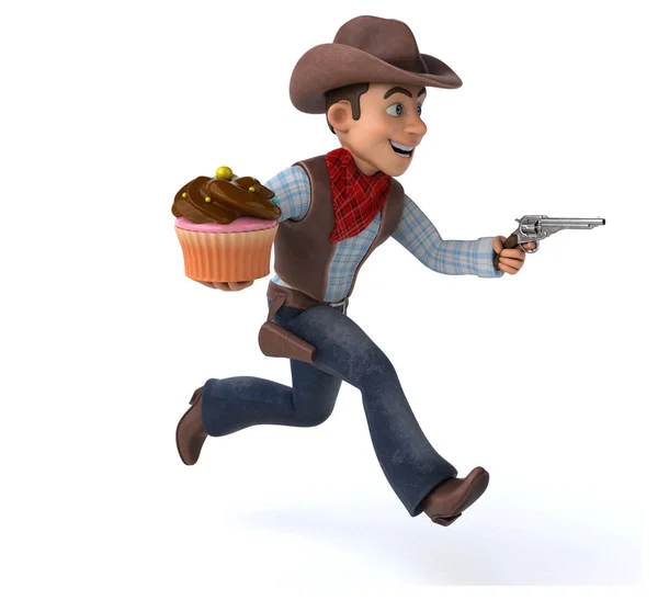 Rolig Tecknad Figur Med Cupcake Illustration — Stockfoto