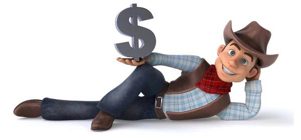 Spaß Cowboy Mit Dollar Illustration — Stockfoto