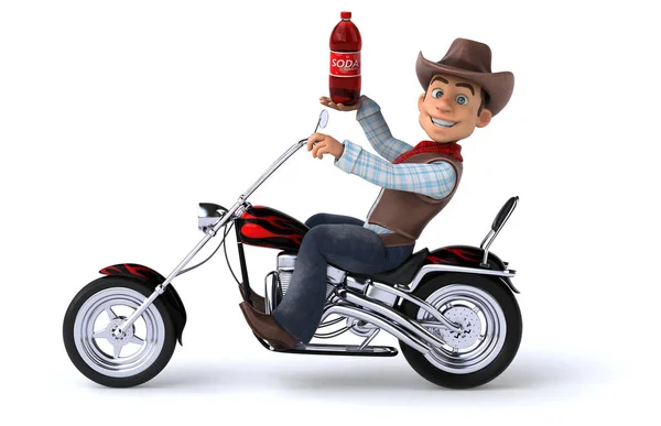 Spaß Cartoon Figur Auf Dem Motorrad Illustration — Stockfoto