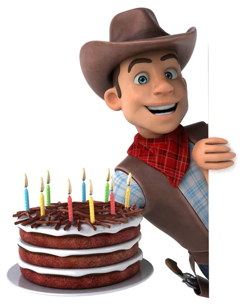 Fun Cowboy Cake Illustration — Stock Photo, Image