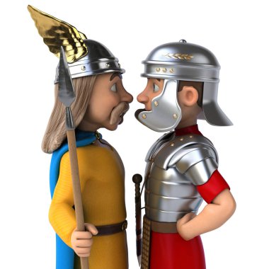 Roman and Gaul characters - 3D Illustration clipart