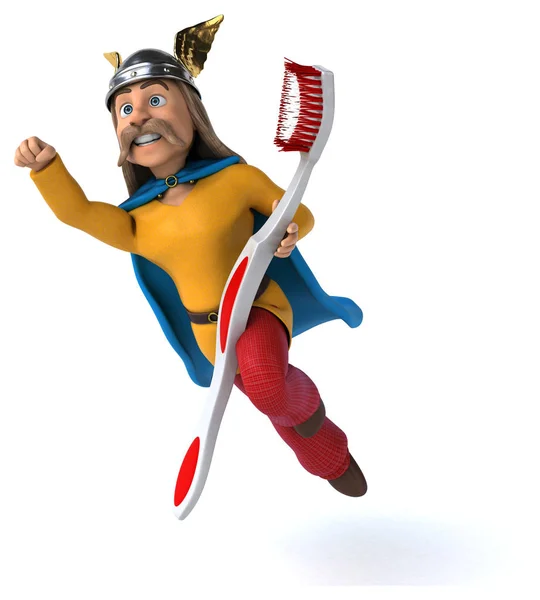 Fun Cartoon Character Toothbrush Illustration — Stock Photo, Image